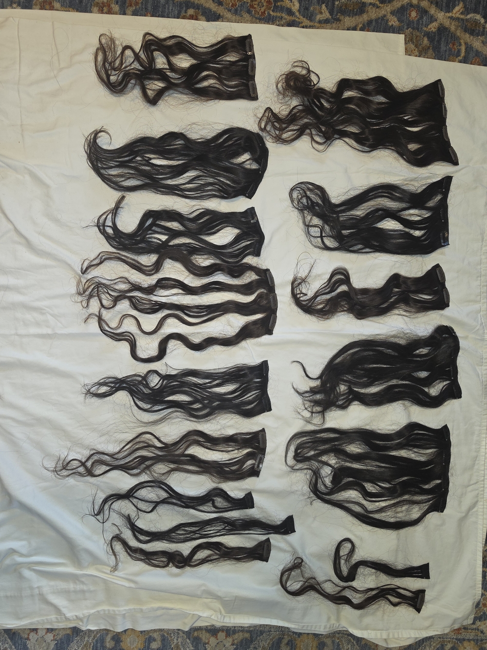 Black/Brown Wavy Clip-In Hair Extensions - 2 FULL SETS! Premium Remy Synthetic